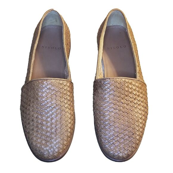 Nisolo Mara Loafers Women's Size 10.5 Shoes Brown Woven Leather Slip On Flats - Picture 3 of 6